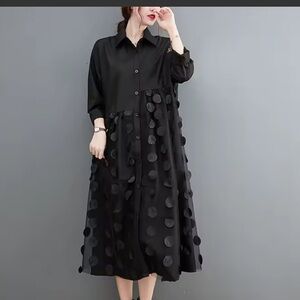 Elegant Black Polka Dot Dress